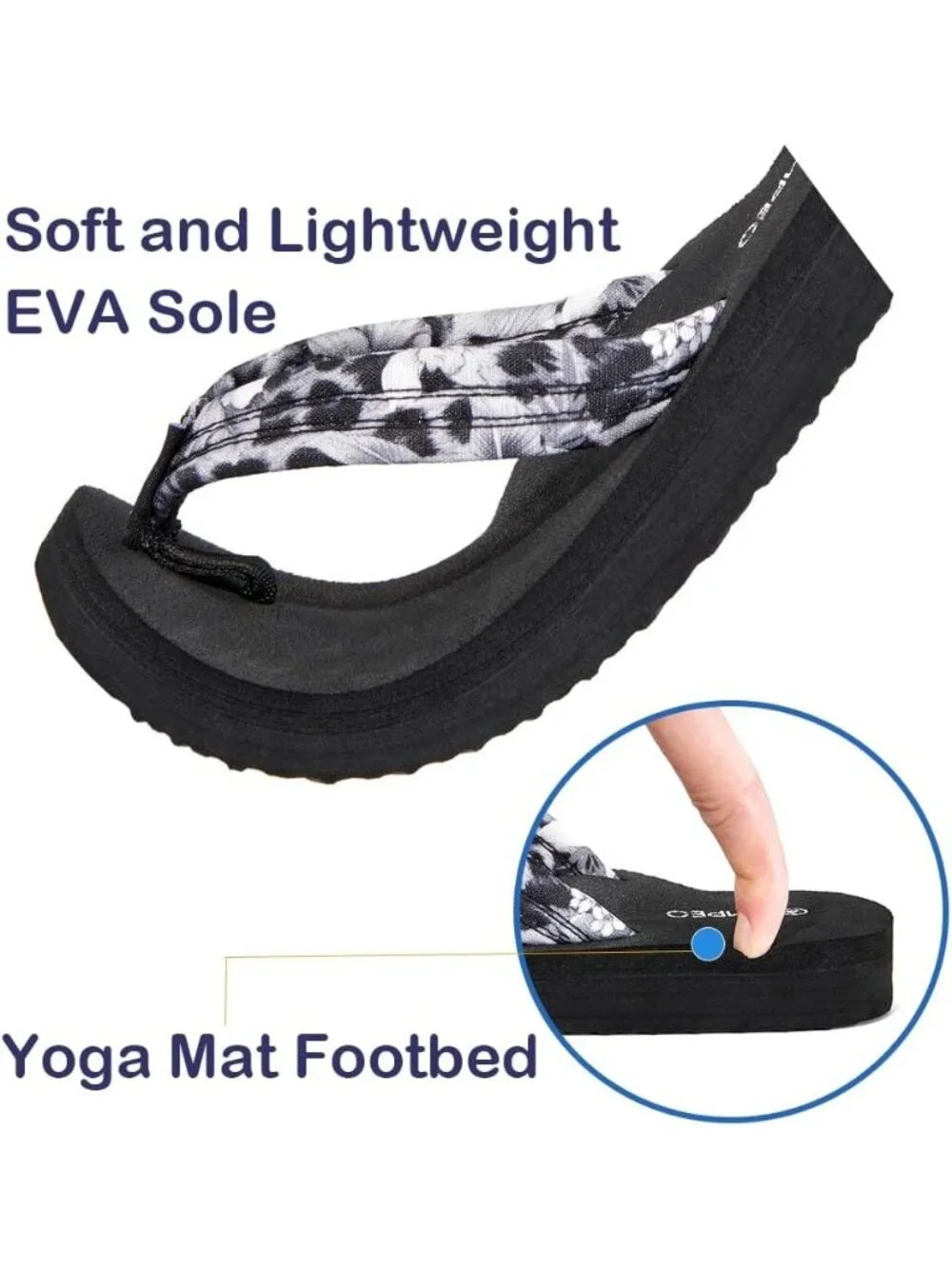Women's Floral Leopard Black Comfortable Flip Flops Summer Beach Thong Sandals
